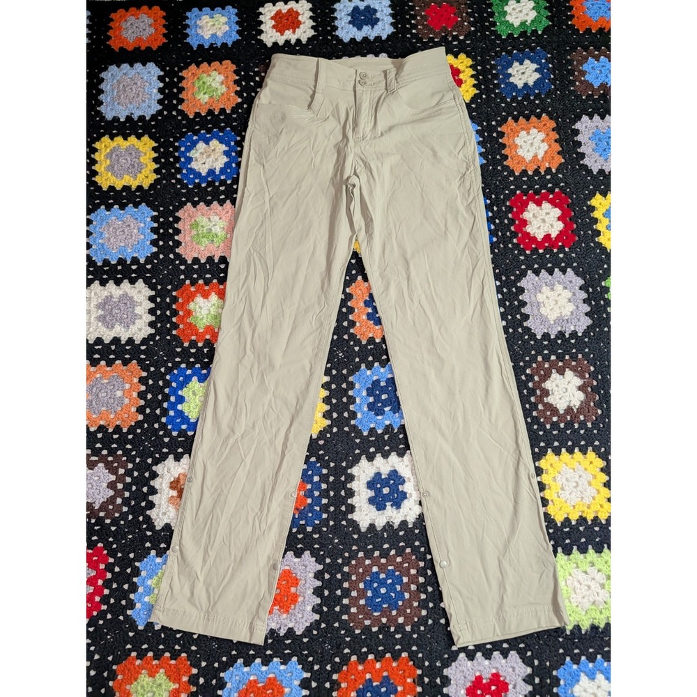Eddie Bauer Travex Hiking Roll-Tab Lightweight Nylon Pants, Size 2 Reg Beige
